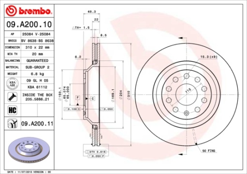 Disc frana Spate Dreapta/Stanga potrivit AUDI A3, Q2, Q3, TT; CHRYSLER VOYAGER III; CUPRA ATECA, FORMENTOR, LEON, LEON SPORTSTOURER; SEAT LEON, LEON SC, LEON SPORTSTOURER 1.0-3.6 01.95-