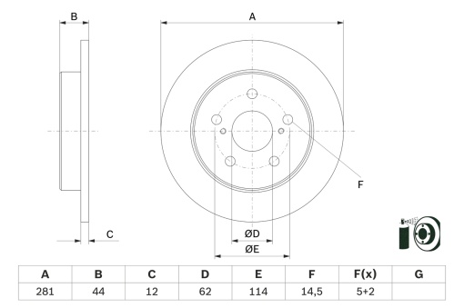 Disc frana Spate Dreapta/Stanga potrivit LEXUS ES, NX, UX; TOYOTA CAMRY, C-HR, COROLLA CROSS, PRIUS, RAV 4 V, YARIS CROSS 1.2-3.5 07.14-