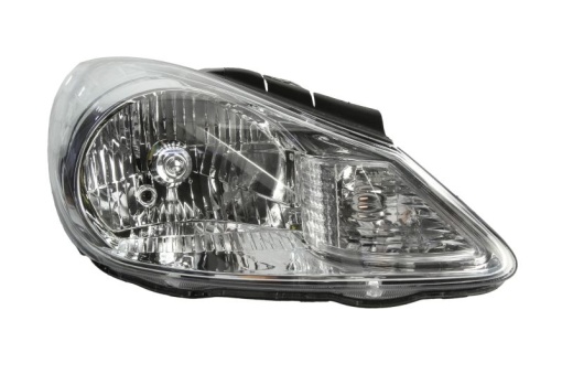 Far fata Dreapta (H4, manual, fara motoras, culoare insert: argintiu, culoare semnalizator: transparent) potrivit HYUNDAI I10 I
