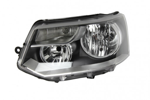 Far stanga (H15/H7, reglaj electric, cu motoras, fundal negru/insertii crom) VW MULTIVAN V, TRANSPORTER V