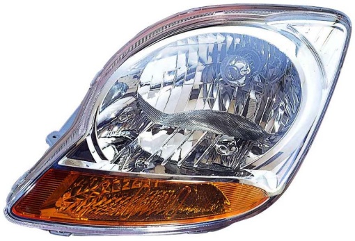 Far Stanga (H4, manual, fara motoras, culoare insert: argintiu, culoare semnalizator: galben) potrivit DAEWOO MATIZ; FSO MATIZ