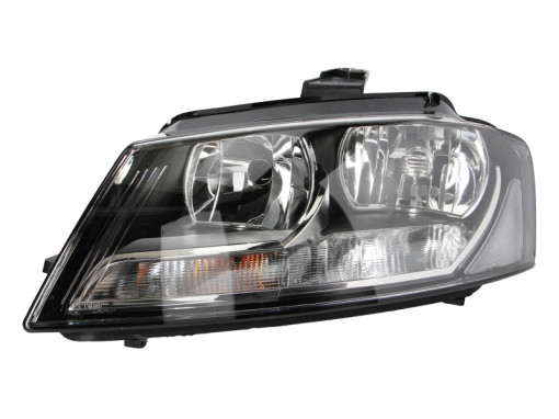 Far stanga (H7, reglaj electric, cu motoras, fundal negru/insertii crom) AUDI A3