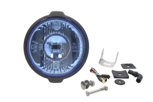 Far universal stanga/dreapta (faza lunga, H3/T4W, 12/24V, diametru 183mm, albastru, plastic, negru, lumini pozitie, lungime cablu: 150mm)