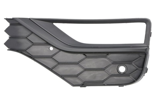 Grila ventilatie bara fata stanga (cu dungă neagra, cu orificii lampa ceata, plastic, negru) potrivit VW AMAROK 2H 05.16-05.22