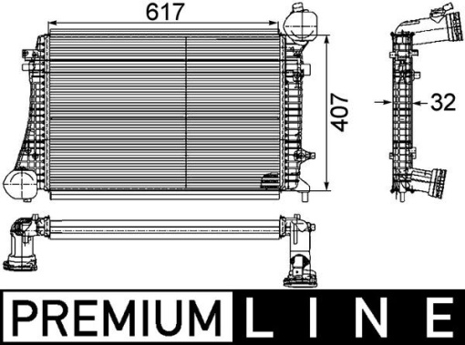 Intercooler potrivit AUDI A3; SEAT ALTEA, ALTEA XL, LEON, TOLEDO III; SKODA OCTAVIA II, SUPERB II; VW CADDY III, CADDY III/MINIVAN, GOLF PLUS V, GOLF V, JETTA III, PASSAT B6 1.9D 05.03-12.10