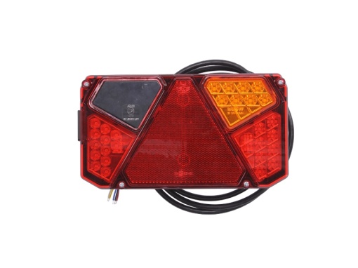 Stop spate dreapta (LED, 12/24V, cu intermitent, cu lumina de ceata, cu lumina stop, lumini parcare, cu lumina placuta inmatriculare, reflector triunghiular)