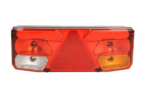Stop spate dreapta (LED, 12/24V, cu intermitent, cu lumina de ceata, lumina de marșarier, cu lumina stop, lumini parcare, reflector triunghiular, lumina laterala)