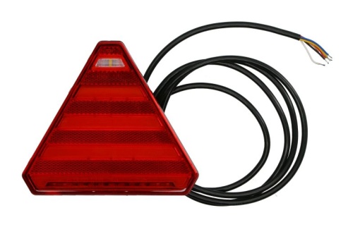 Stop spate dreapta (LED, 12/24V, cu intermitent, lumina de marșarier, cu lumina stop, lumini parcare, cu lumina placuta inmatriculare, reflector triunghiular, lungimea cablu : 0,2m, 163x143x75mm)
