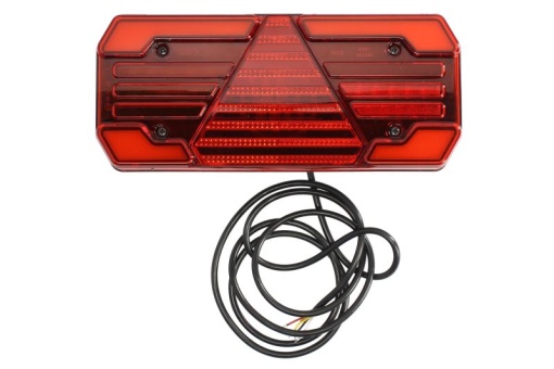 Stop spate dreapta (LED, 12/24V, cu intermitent, lumina de marșarier, cu lumina stop, lumini parcare, reflector triunghiular, lungimea cablu : 2m)