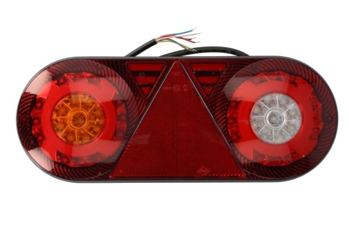 Stop spate stanga STELLA (LED, 12/24V, cu intermitent, cu lumina de ceata, lumina de marșarier, cu lumina stop, lumini parcare, reflector triunghiular, lungimea cablu : 1,5m)