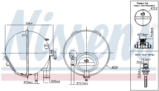 Vas expansiune racire (cu priza, cu senzor nivel) potrivit MERCEDES VIANO (W639), VITO / MIXTO (W639), VITO (W639) 09.03-