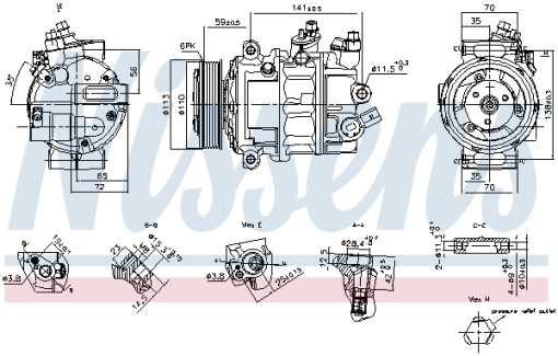 Compresor climatizare potrivit MAN TGE; VW CALIFORNIA T6 CAMPER, CRAFTER, GRAND CALIFORNIA CAMPER, MULTIVAN T6, TRANSPORTER T6, TRANSPORTER T6 / CARAVELLE T6 2.0D 04.15-