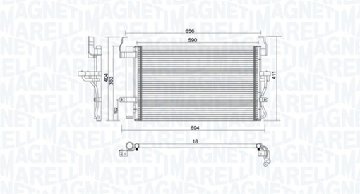 Condensator climatizare (cu uscator) potrivit HYUNDAI COUPE II, ELANTRA III 1.6-2.7 06.00-08.09