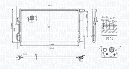 Condensator climatizare (cu uscator) potrivit HYUNDAI TUCSON; KIA SPORTAGE IV 1.6-2.4 06.15-09.22