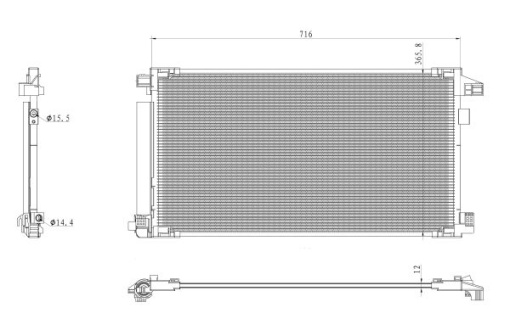 Condensator climatizare (cu uscator) potrivit LEXUS UX; TOYOTA C-HR, COROLLA, PRIUS 1.8H/Electric 09.15-