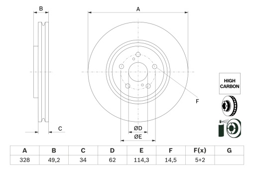 Disc frana Fata Dreapta/Stanga potrivit LEXUS NX II, RX, RZ; TOYOTA BZ4X, HIGHLANDER / KLUGER, RAV 4 V 2.0-Electric 05.07-