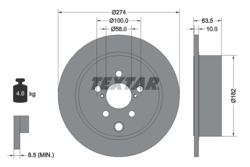 Disc frana Spate Dreapta/Stanga (fara pivot fixare roata) potrivit SUBARU FORESTER, IMPREZA, XV 1.6-2.5 12.11-