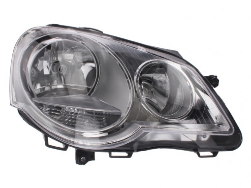 Far dreapta (H1/H7, reglaj electric, cu motoras, fundal cromat) VW POLO 2005-2009