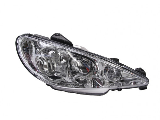 Far dreapta (H1/H7, reglaj electric, fundal argintiu, Semnalizator argintiu) PEUGEOT 206 2003-2009