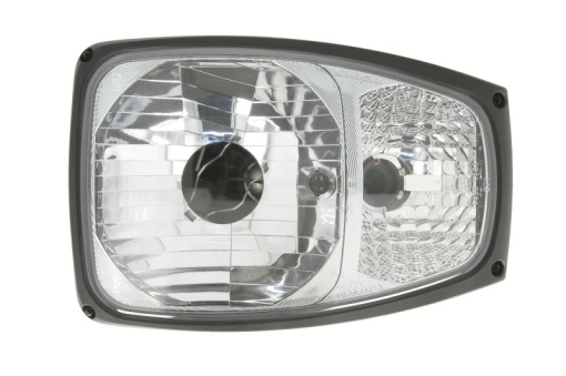 Far stanga/dreapta (H4/PY21W/W5W, manual, culoare insert: crom platinat, culoare semnalizator: transparent) potrivit JCB 1, 2, 3, 4, 500, 700
