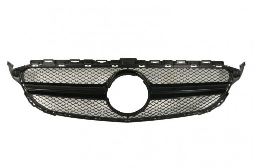 Grila radiator model AMG cu dunga, negru/negru lucios potrivit MERCEDES Clasa C A205, C C205, C W205, C T-MODEL S205 1.6-4.0 2013-2018