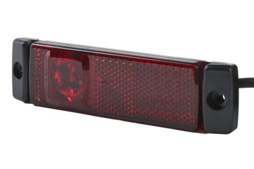 Lumina delimitare stanga/dreapta, rosu, LED, inaltime 13mm; latime 130mm; adancime 32mm, surub/fixare orizontala/fixare verticala, lungime cablu 500mm, 12V (IP6K9K)