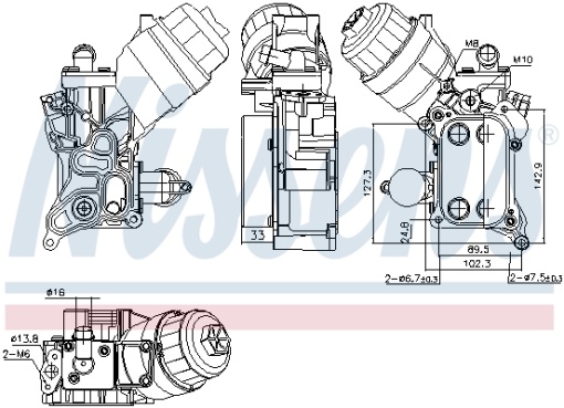 Radiator ulei (cu carcasa filtru ulei) potrivit ALFA ROMEO MITO; CHEVROLET AVEO; FIAT DOBLO, DOBLO CARGO, DOBLO/MINIVAN, GRANDE PUNTO, IDEA, LINEA, PUNTO EVO, PUNTO EVO/HATCHBACK 1.3D/1.4/1.6D 05.04-