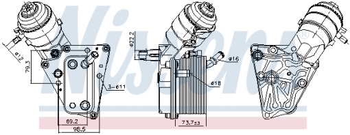 Radiator ulei (cu carcasa filtru ulei) potrivit CADILLAC BLS; FIAT CROMA, CROMA/KOMBI; OPEL ASTRA H, ASTRA H GTC, ASTRA H/KOMBI, SIGNUM, VECTRA C, VECTRA C GTS, ZAFIRA B, ZAFIRA B/MINIVAN 1.9D 04.04-