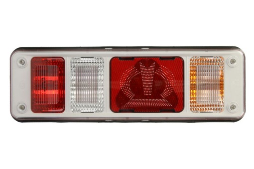 Stop spate dreapta (LED/P21W, 24V, cu intermitent, cu lumina de ceata, lumina de marșarier, cu lumina stop, lumini parcare, reflector triunghiular) potrivit KRONE - Img 1