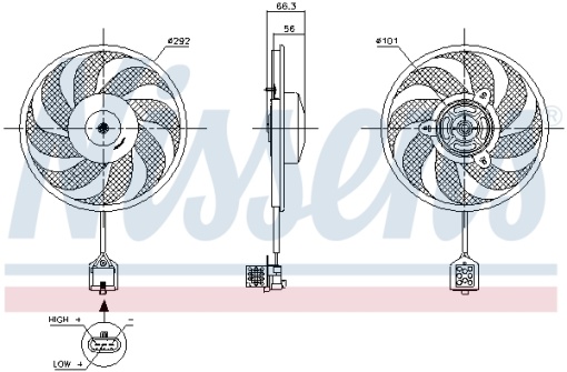 Ventilator radiator (cu carcasa) potrivit CHEVROLET CORSA; OPEL COMBO TOUR, COMBO/MINIVAN, CORSA C, CORSA C/HATCHBACK, TIGRA 1.3D/1.7D 08.00-