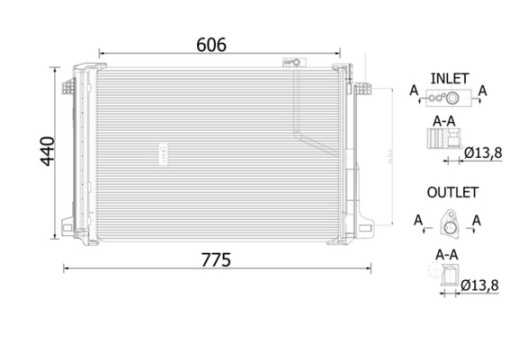 Condensator climatizare (cu uscator) potrivit MERCEDES C (C204), C T-MODEL (S204), C (W203), C (W204), CLS (C218), CLS SHOOTING BRAKE (X218), E (A207), E (C207), E T-MODEL (S212), E (W212) 1.6-6.2 01.05-