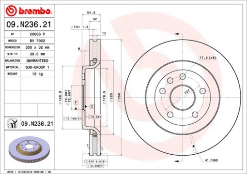 Disc frana Fata Dreapta/Stanga potrivit DODGE DURANGO; JEEP GRAND CHEROKEE, GRAND CHEROKEE IV 3.0D-6.4 11.10-