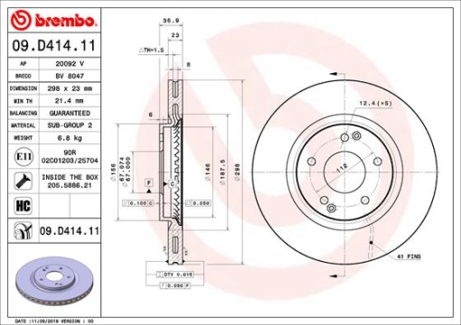 Disc frana Fata Dreapta/Stanga potrivit SSANGYONG TIVOLI, XLV 1.2-1.6LPG 03.15-
