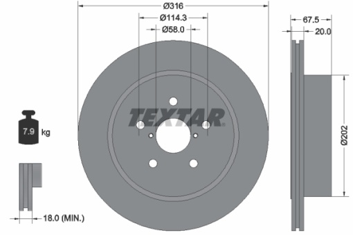 Disc frana Spate Dreapta/Stanga (fara pivot fixare roata) potrivit SUBARU IMPREZA 2.0/2.5 11.01-12.07