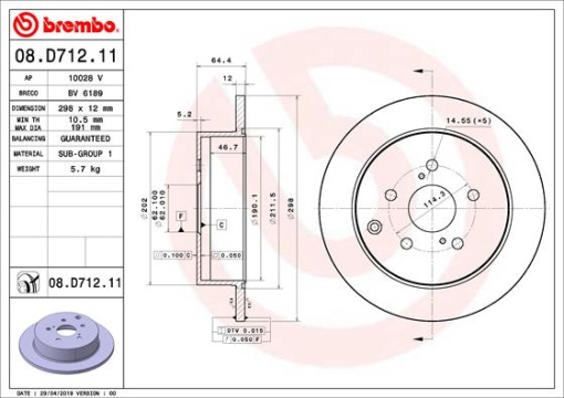 Disc frana Spate Dreapta/Stanga potrivit INFINITI G; NISSAN 350Z, JUKE, LEAF, QASHQAI I, X-TRAIL, X-TRAIL I, X-TRAIL II; RENAULT KOLEOS I, KOLEOS II 1.5D-Electric 06.01-