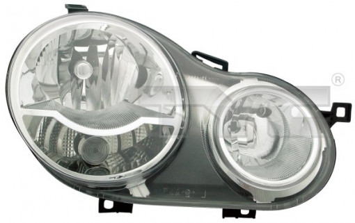 Far dreapta (H1/H7, reglaj electric, cu motoras, fundal cromat) VW POLO 2001-2005