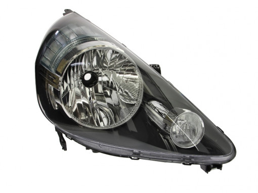 Far dreapta (H4, electric, manual, fundal negru/insertii crom) HONDA JAZZ 2005-2008