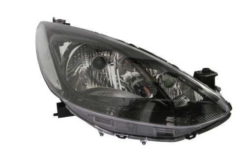 Far fata Dreapta (H4, electric, manual, cu motor, culoare insert: negru, culoare semnalizator: transparent) potrivit MAZDA 2 -06.15