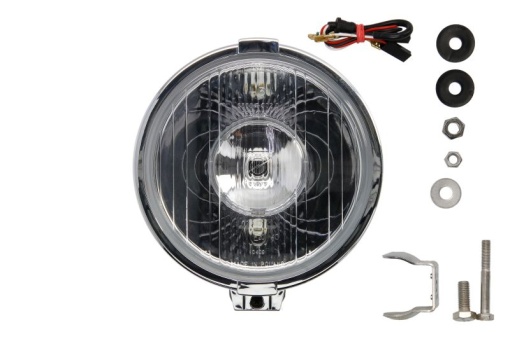 Far universal stanga/dreapta (faza lunga, H3/T4W, 12/24V, diametru 190mm, transparent, plastic, negru, lumini pozitie, rama cromata, fara bec)
