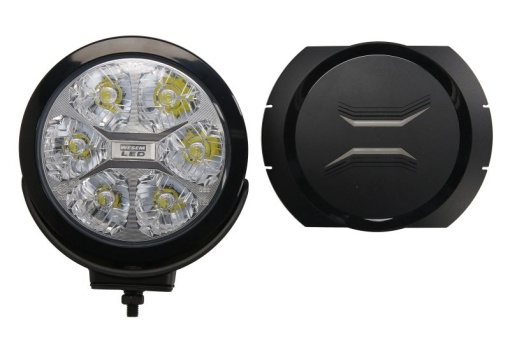 Far universal stanga/dreapta (faza lunga, LED, 12/24V, diametru 180mm, adancime: 67mm, transparent, aluminiu, negru, lumini pozitie)