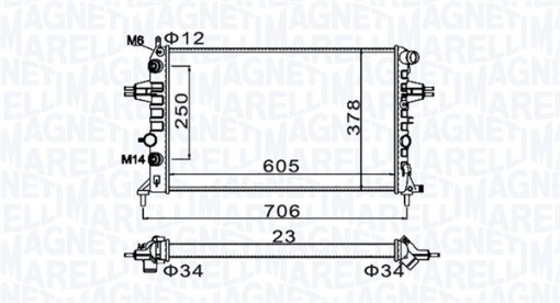 Radiator motor potrivit OPEL ASTRA G, ASTRA G/KOMBI, ZAFIRA A 1.4-2.2