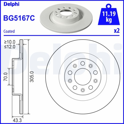 Set discuri frana (2 buc.) Spate Dreapta/Stanga potrivit JEEP COMPASS, RENEGADE 1.3/1.3H 04.20-