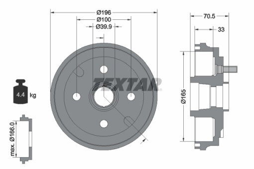 Tambur frana Spate potrivit DAIHATSU CUORE VI, MOVE, TREVIS 0.7/1.0 10.98- - Img 1