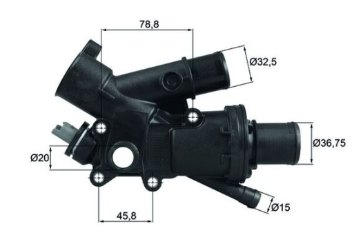 Termostat lichid racire (83°C, in carcasa) potrivit DS DS 5; VOLVO S40 II, V50; CITROEN C4 GRAND PICASSO I, C4 II, C4 PICASSO I, C5 III, C8, DS4, DS5, JUMPY II; FIAT SCUDO 2.0ALK-3.0D 12.03-