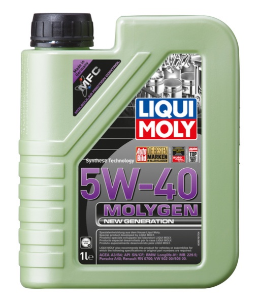 Ulei motor Molygen (1L) 5W40 ;API CF; SN; ACEA A3; B4; BMW LL-01; FIAT 9.55535 H2; FIAT 9.55535 N2; FIAT 9.55535 Z2; GM LL-B-025; MB 229.5; OPEL LL-B-025; PORSCHE A40; RENAULT RN 0700; RENAULT RN 0710