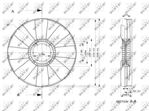 Ventilator radiator (diameter 750mm, numar lame 8) potrivit MERCEDES ACTROS, ACTROS MP2 / MP3 OM541.920-OM542.969 04.96-