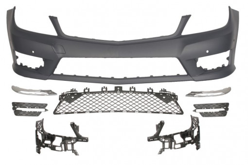 Bara fata AMG/SPORT, cu grile, cu locas lumini zi, cu locas senzorii parcare, grunduit potrivit MERCEDES C C204, C T-MODEL S204, C W204 03.11-12.13 - Img 1
