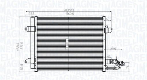 Condensator climatizare (cu uscator) potrivit VW CADDY III, CADDY III/MINIVAN, TOURAN 1.4-2.0D 02.03-05.15