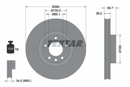 Disc frana Fata Dreapta potrivit PORSCHE CAYENNE; VW TOUAREG 3.0D-4.8 11.04-
