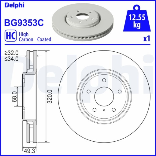 Disc frana Fata Dreapta/Stanga potrivit INFINITI EX, FX, G, M, M37, Q60, Q70, QX50 I; NISSAN NAVARA NP300 2.3D-5.6 01.03-